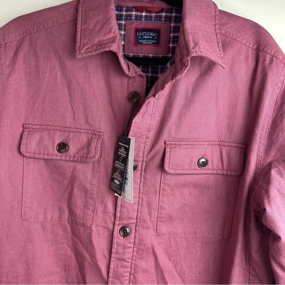 Untuckit Red Ziraldo Flannel Quilted Lined ButtonDown Shirt Jacket/Shacket NWT M - Picture 5 of 15